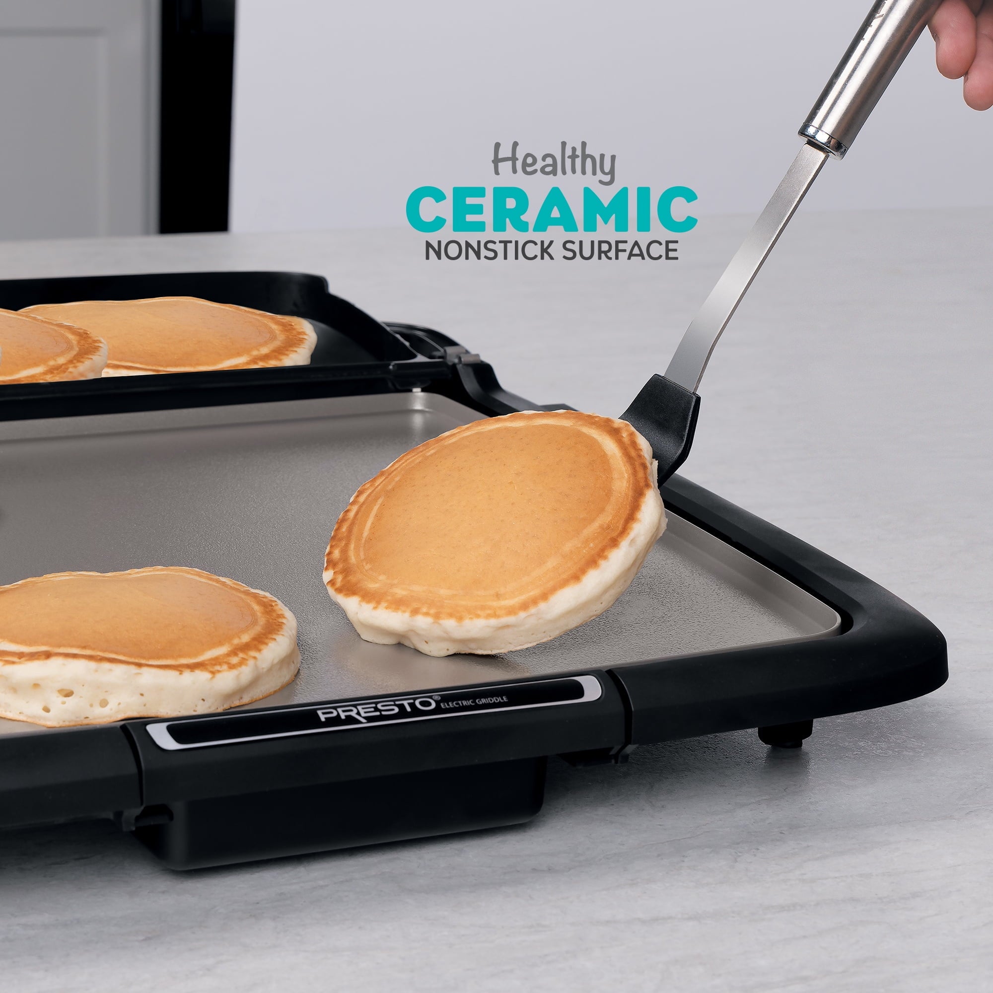 Presto Ceramic Nonstick Electric Griddle/Warmer Plus with Multifunction Tray