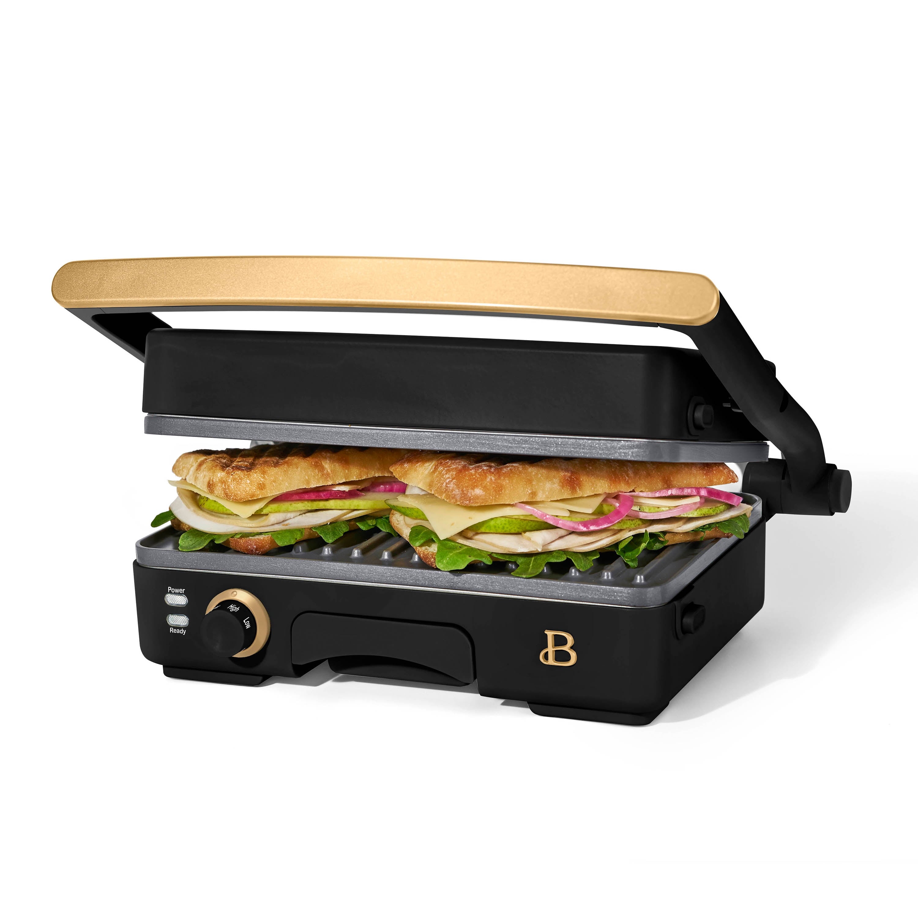 Beautiful 2-in-1 Panini Press & Grill with Detachable Plates - Black Sesame by Drew Barrymore
