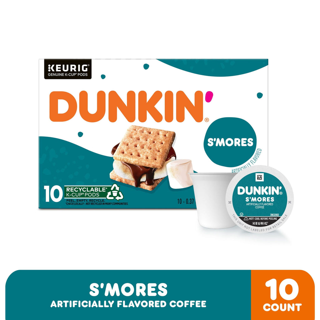 Dunkin’ S’mores Artificially Flavored Coffee - Medium Roast, Keurig K Cup Pods, 10 Count Box