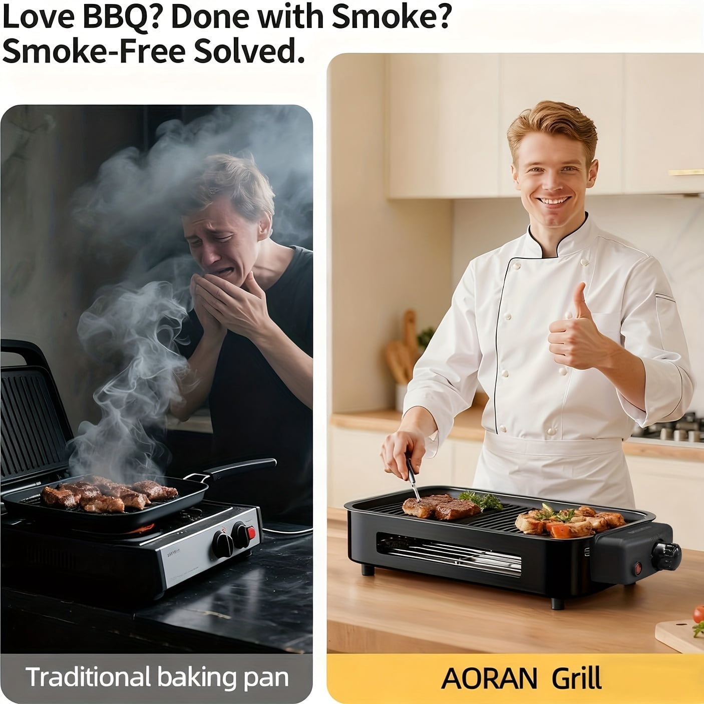 DELICIO 15.7-Inch Electric Indoor Grill - Non-Stick Countertop Barbecue Grill for Indoor Cooking, Smokeless Wood-Free Operation, Ideal for Small Families