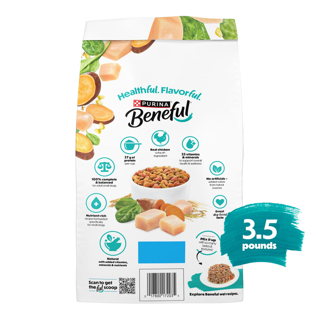 Purina Beneful Incredibites with Farm-Raised Chicken Natural Small Breed Dry Dog Food with Added Vitamins - Minerals and Nutrients, 3.5 lb Bag