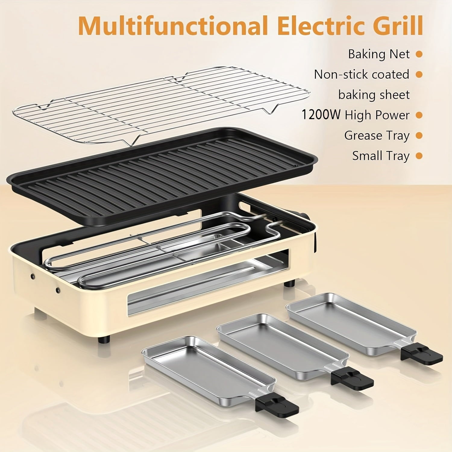 DELICIO 15.7-Inch Electric Indoor Grill - Non-Stick Countertop Barbecue Grill for Indoor Cooking, Smokeless Wood-Free Operation, Ideal for Small Families