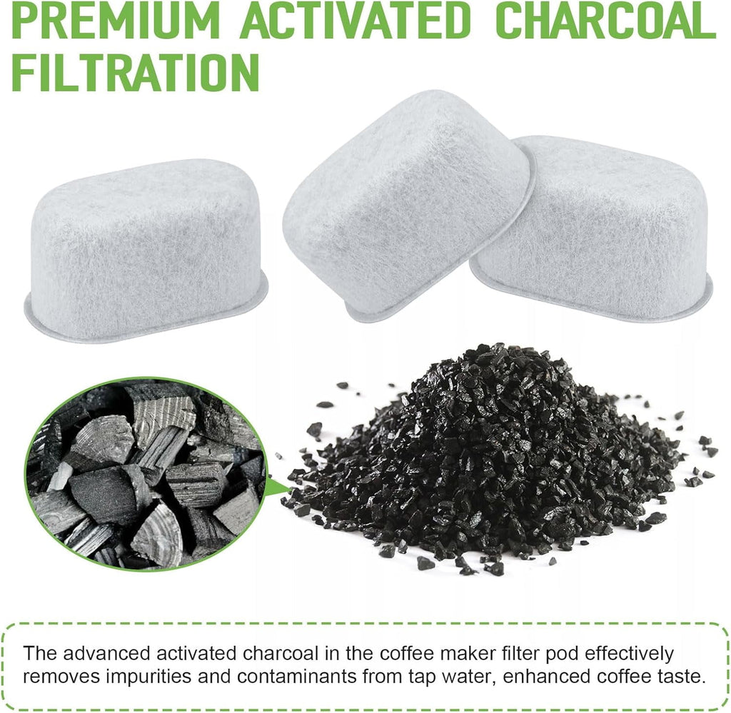 Kospetsin Activated Charcoal Filter Replacement Water Filters for Mr. Coffee Easy Measure and Dishwashable 12-Cup Coffee Makers - Coffee Machine 6 Pack
