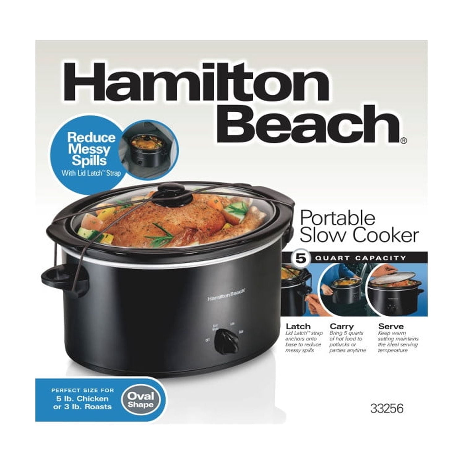 Hamilton Beach 5 Qt Slow Cooker - Stoneware Crock with Removable Pot, Black