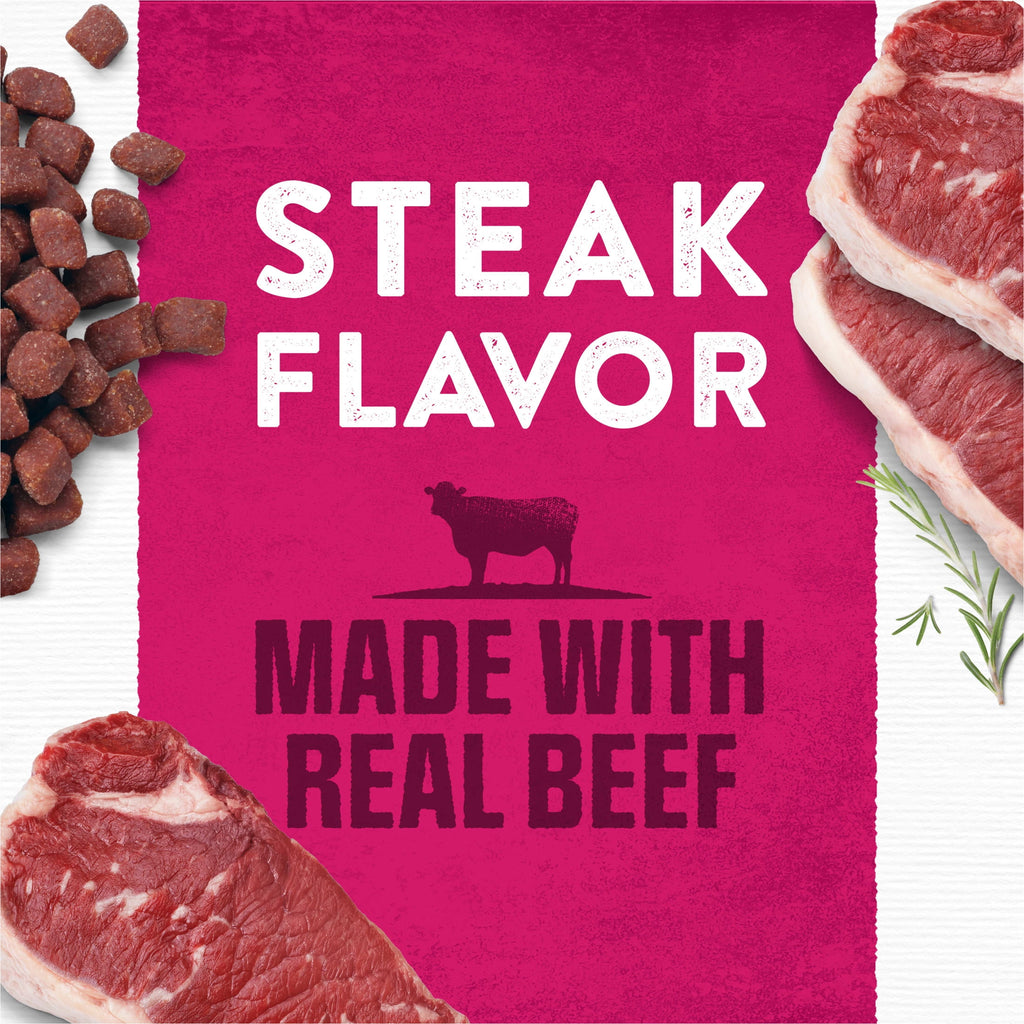 Purina Moist & Meaty Dry Dog Food - High Protein Steak Flavor with Real Beef, 6 oz Pouches (36 Pack)