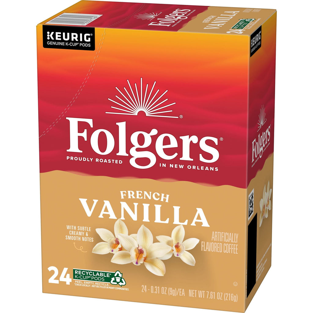 Folgers French Vanilla Artificially Flavored Coffee - Mild Roast, Keurig K Cup Pods, 24 Count Box