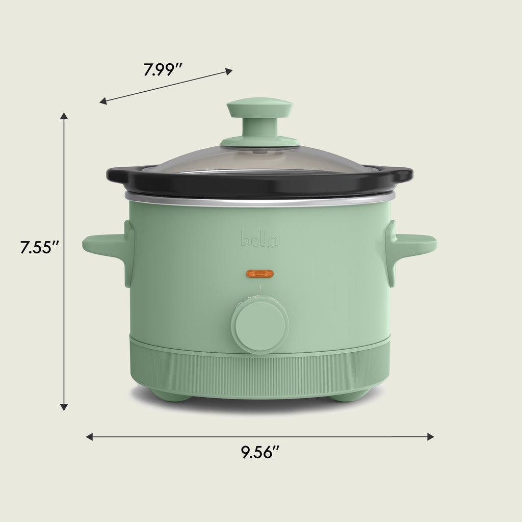 bella 1.5 Qt Manual Slow Cooker with 3 Heat Settings - Ceramic Nonstick Coating, Dishwasher Safe Pot & Tempered Glass Lid, Seaglass