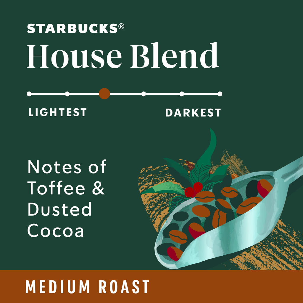 Starbucks House Blend - Medium Roast Keurig K-Cup Coffee Pods, 100% Arabica, 88 Count