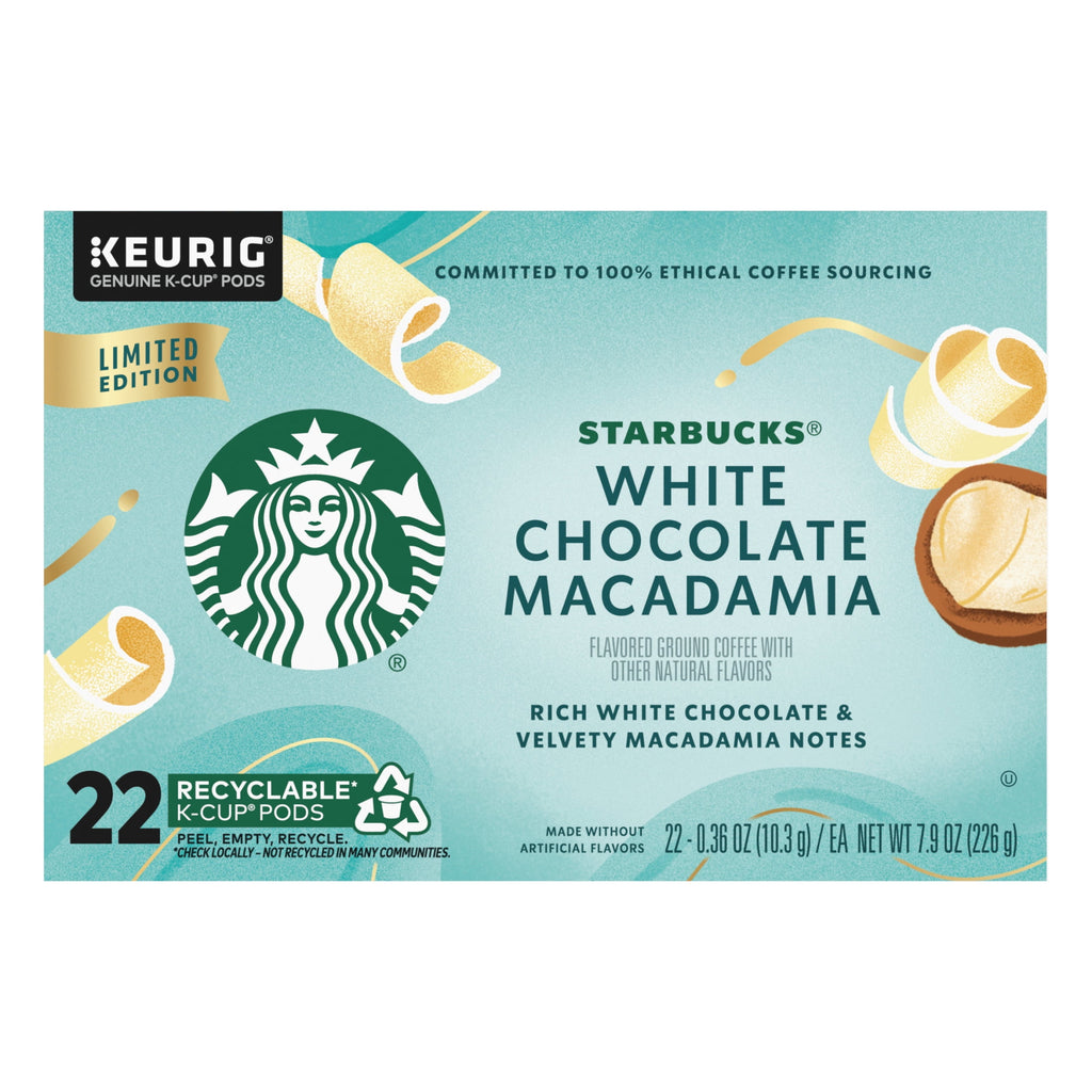 Starbucks White Chocolate Macadamia Flavored Coffee - Keurig K-Cup Coffee Pods, 100% Arabica, 22 Count