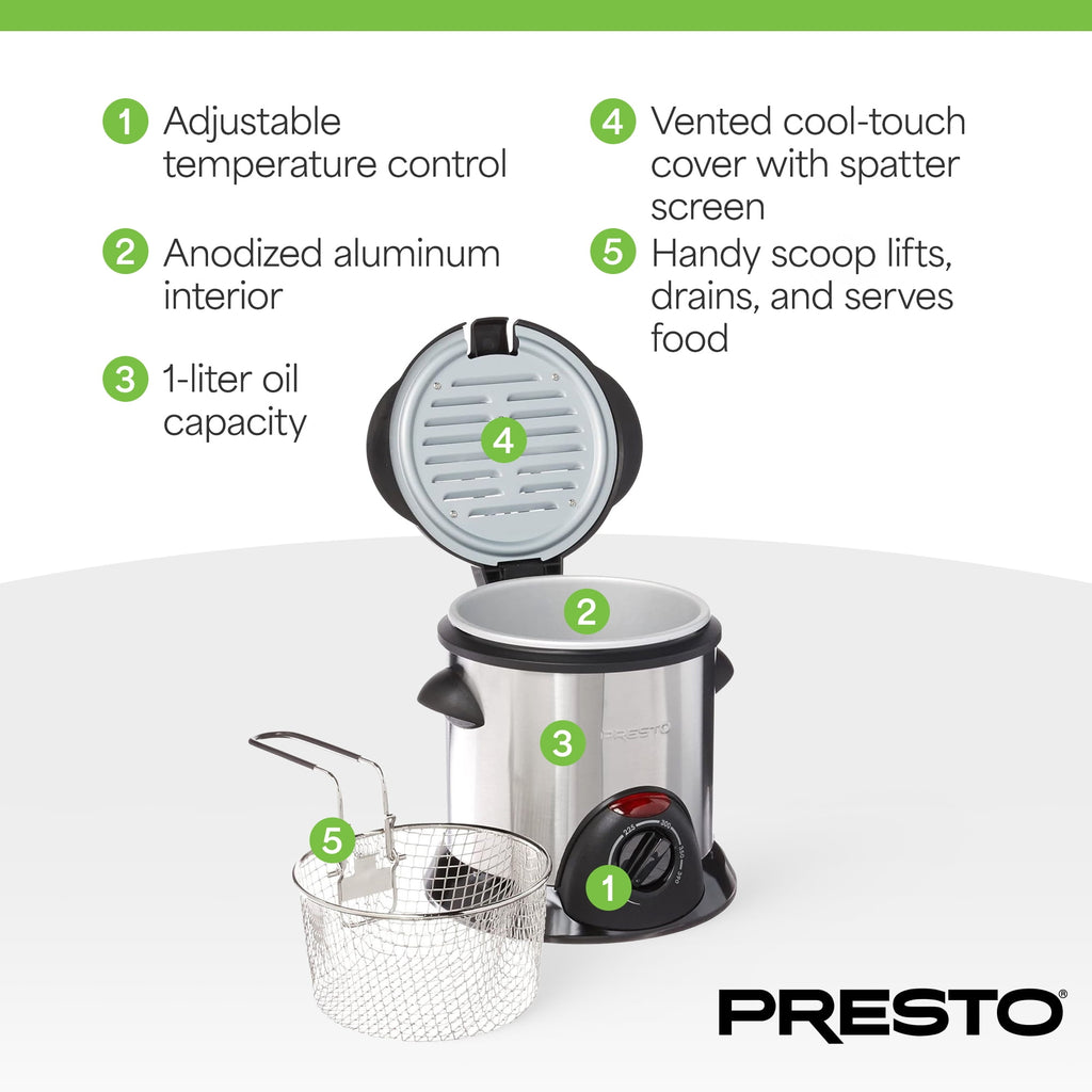 Presto® 1-Liter Stainless Steel Electric Deep Fryer 05470