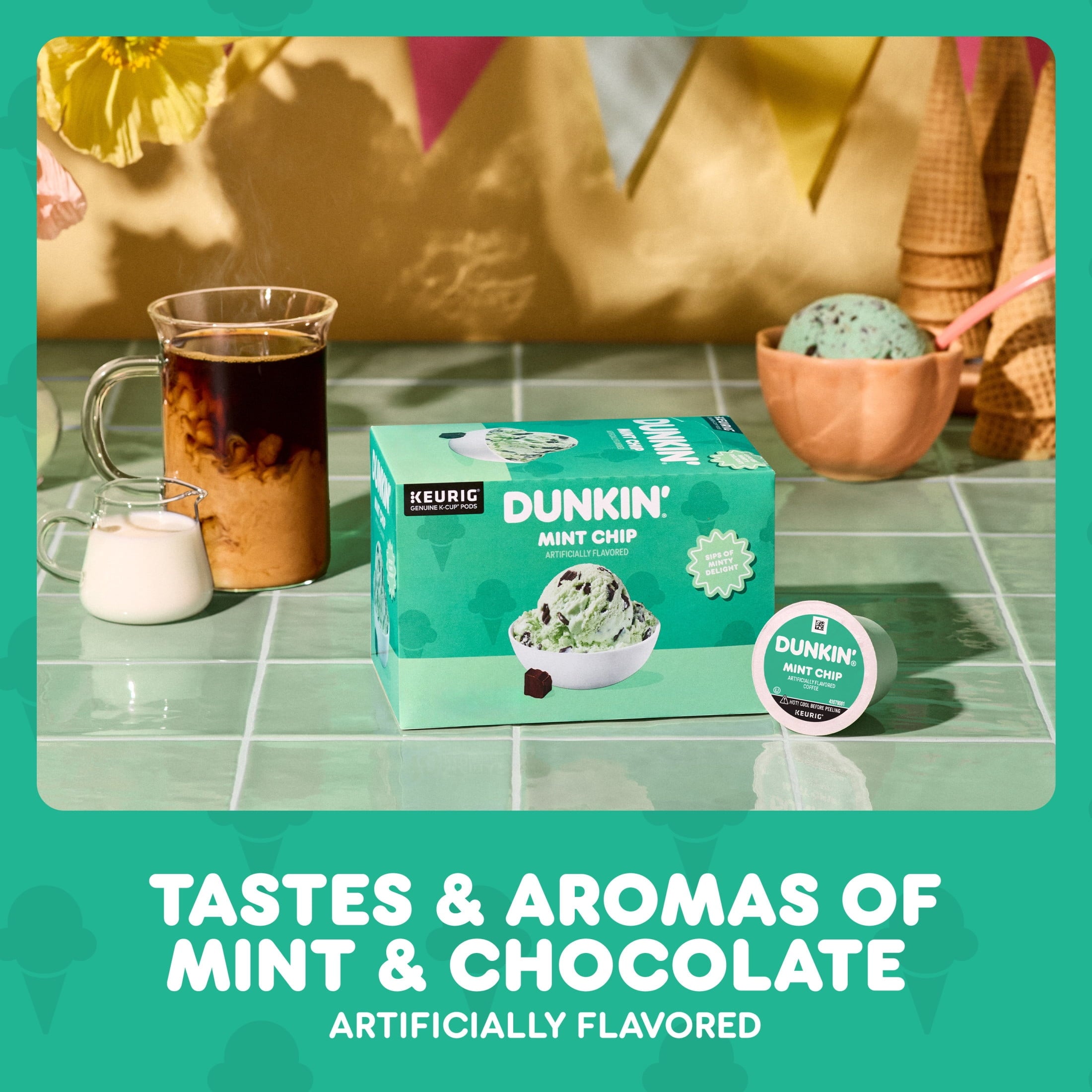 Dunkin’ Mint Chip Artificially Flavored Coffee - Keurig K Cup Pods, 10 Count Box