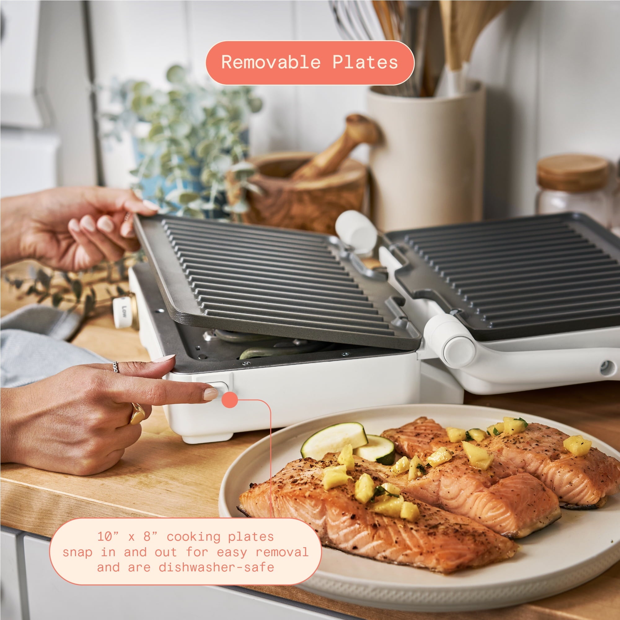 Beautiful 2-in-1 Panini Press & Grill with Detachable Plates - White Icing by Drew Barrymore