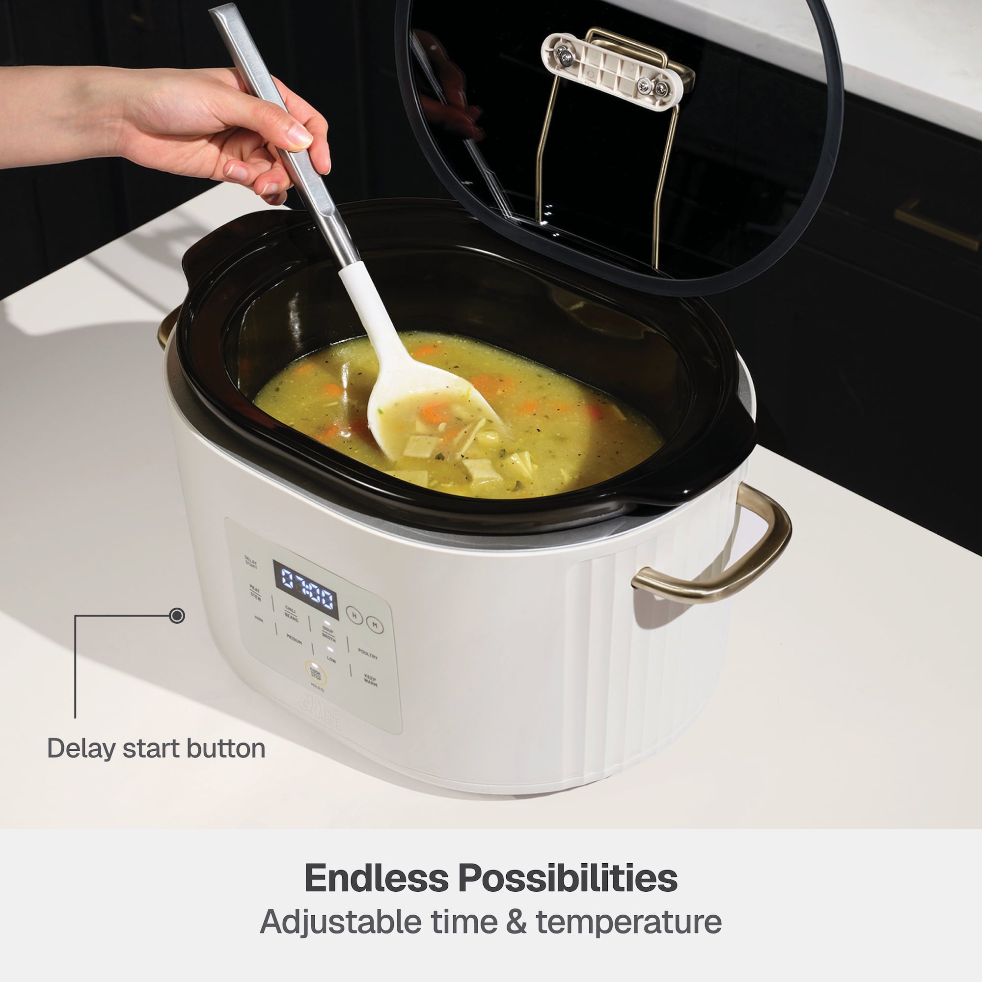 Thyme & Table 6QT Programmable Slow Cooker - Sand White