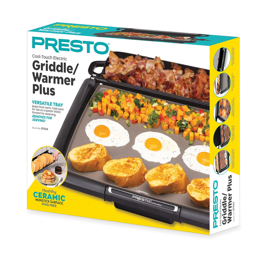 Presto Ceramic Nonstick Electric Griddle/Warmer Plus with Multifunction Tray