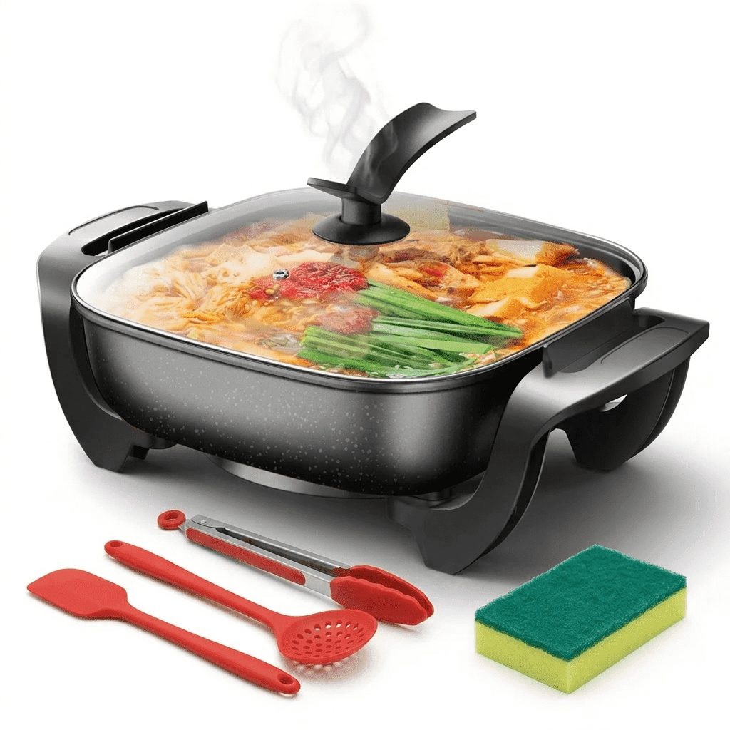 NKMY Kitchen Multi-Cooker: Non-stick - Adjustable Temp Electric Skillet. Fries, Stews, Steams. Fast Heat, Easy Clean. Ideal For Family Meals & Parties.