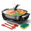 NKMY Kitchen Multi-Cooker: Non-stick - Adjustable Temp Electric Skillet. Fries, Stews, Steams. Fast Heat, Easy Clean. Ideal For Family Meals & Parties.