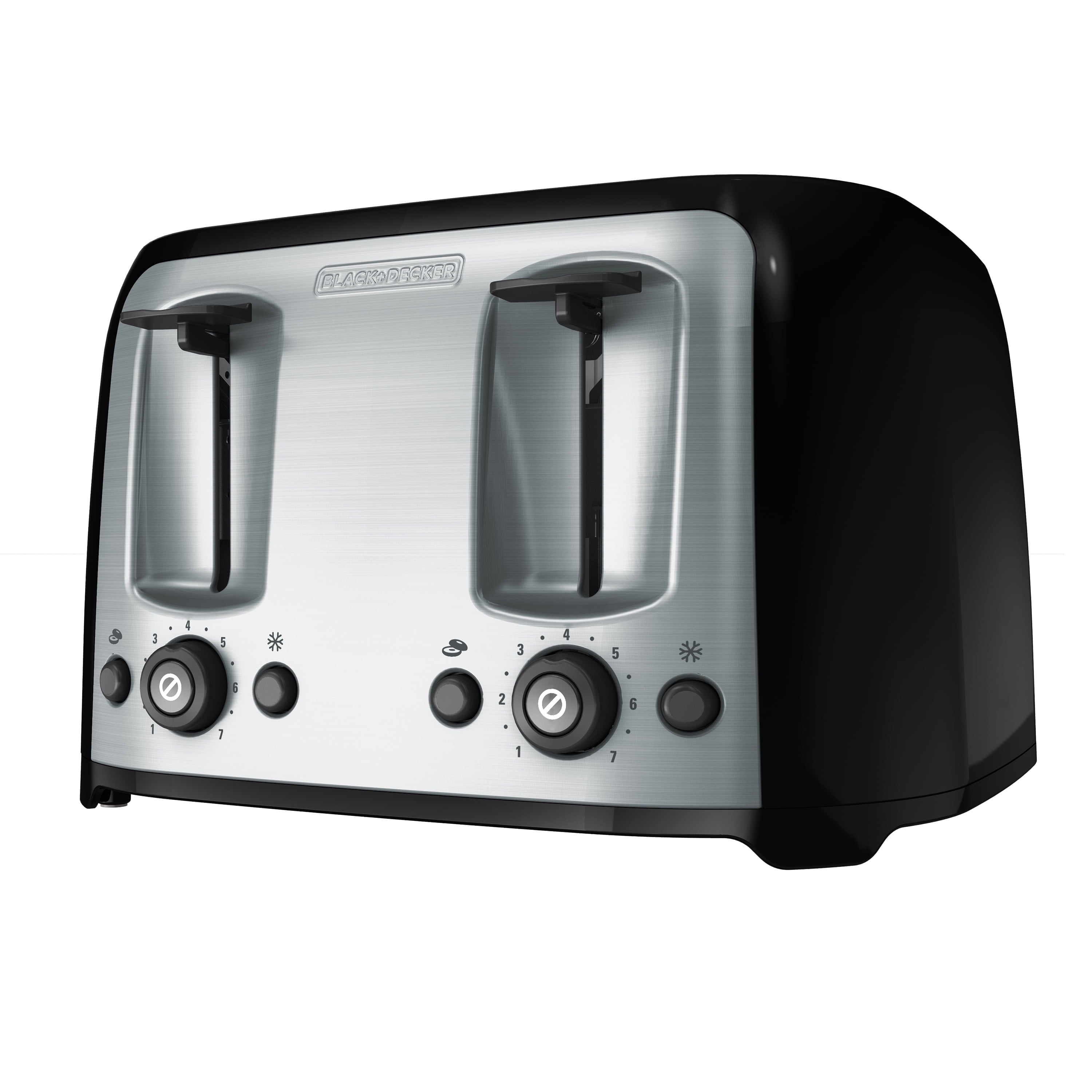 BLACK+DECKER 4-Slice Toaster with Extra-Wide Slots - Black with Stainless Steel Accents, including Crumb Tray