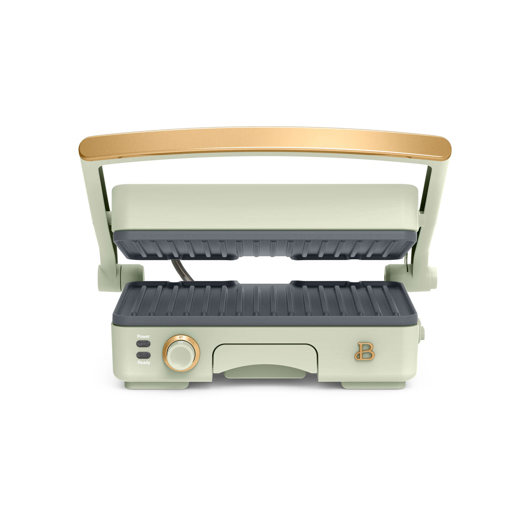 Beautiful 2-in-1 Panini Press & Grill with Detachable Plates - Sage Green by Drew Barrymore