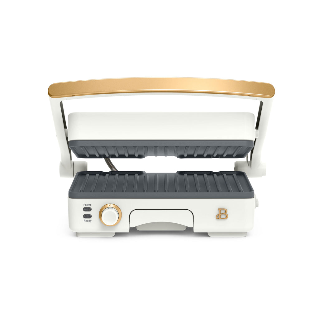 Beautiful 2-in-1 Panini Press & Grill with Detachable Plates - White Icing by Drew Barrymore