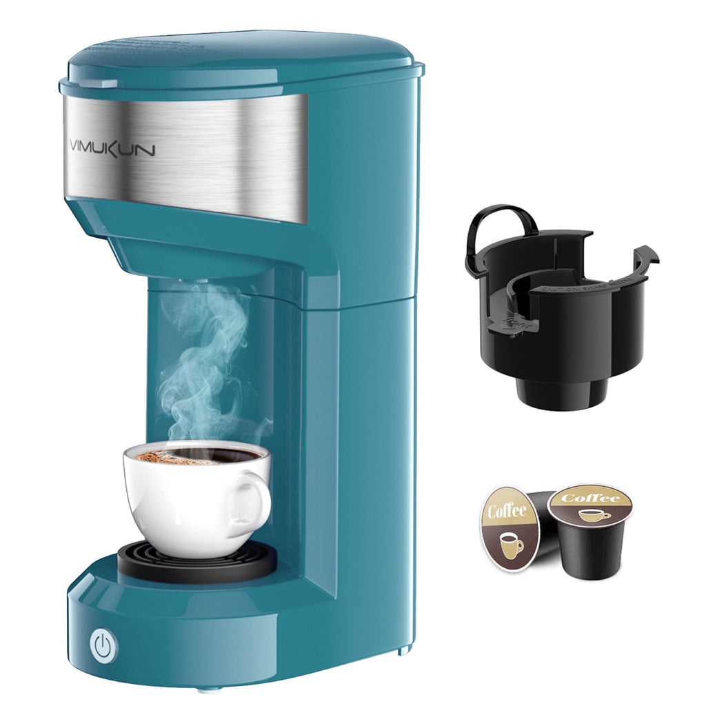 Coffee Maker - Single Serve Coffee Maker Machine 6 to 14 oz With Permanent Filter, Compatible with K Cup Pod & Ground Coffee, Mini Size Green
