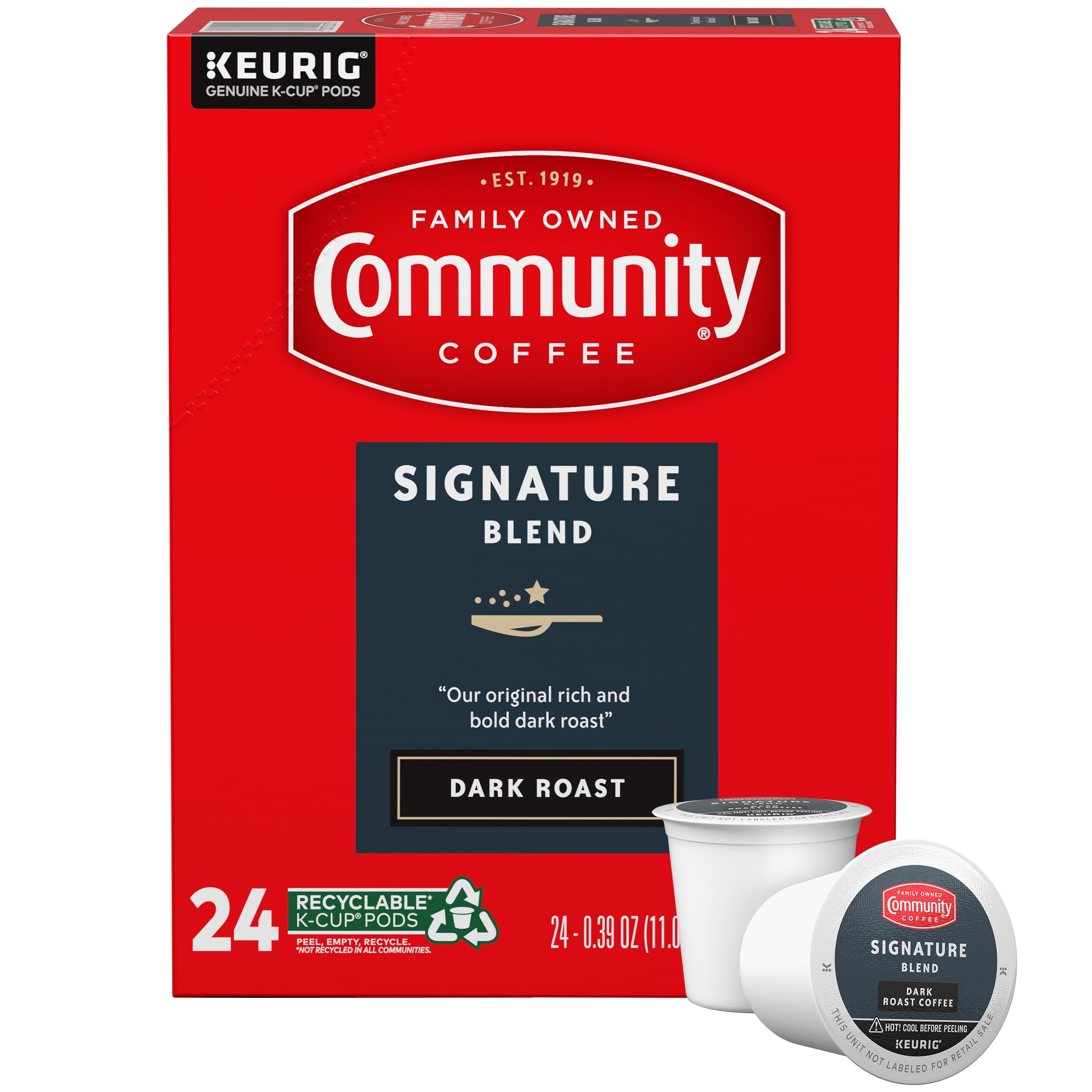 Community Coffee Signature Blend Dark Roast 24 Count Single Serve Keurig K-Cup Pods