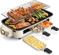 Electric Indoor Grill - 2 in 1 Indoor Grills for Kitchen with Grill Net & Non-Stick Cooking Removable Plate, Temperature Control, Dishwasher Safe, 1500W Smokeless barbecue