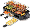 Electric Indoor Grill - 2 in 1 Indoor Grills for Kitchen with Grill Net & Non-Stick Cooking Removable Plate, Temperature Control, Dishwasher Safe, 1500W Smokeless barbecue