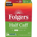 Folgers 1/2 Caff Coffee - Medium Roast Coffee, Keurig K Cup Pods, 24 Count Box