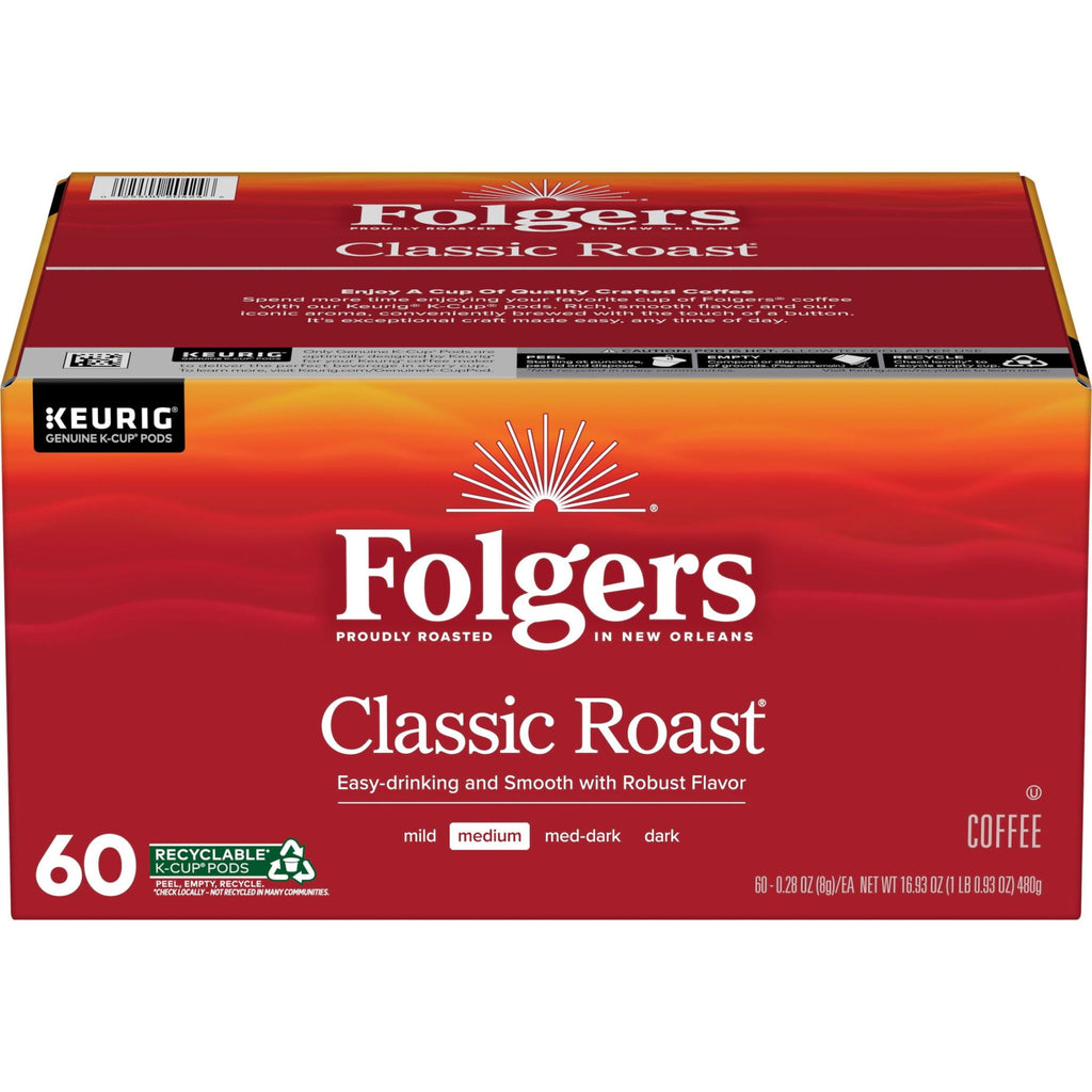 Folgers Classic Roast - Medium Roast Coffee, Keurig K Cup Pods, 60 Count Box