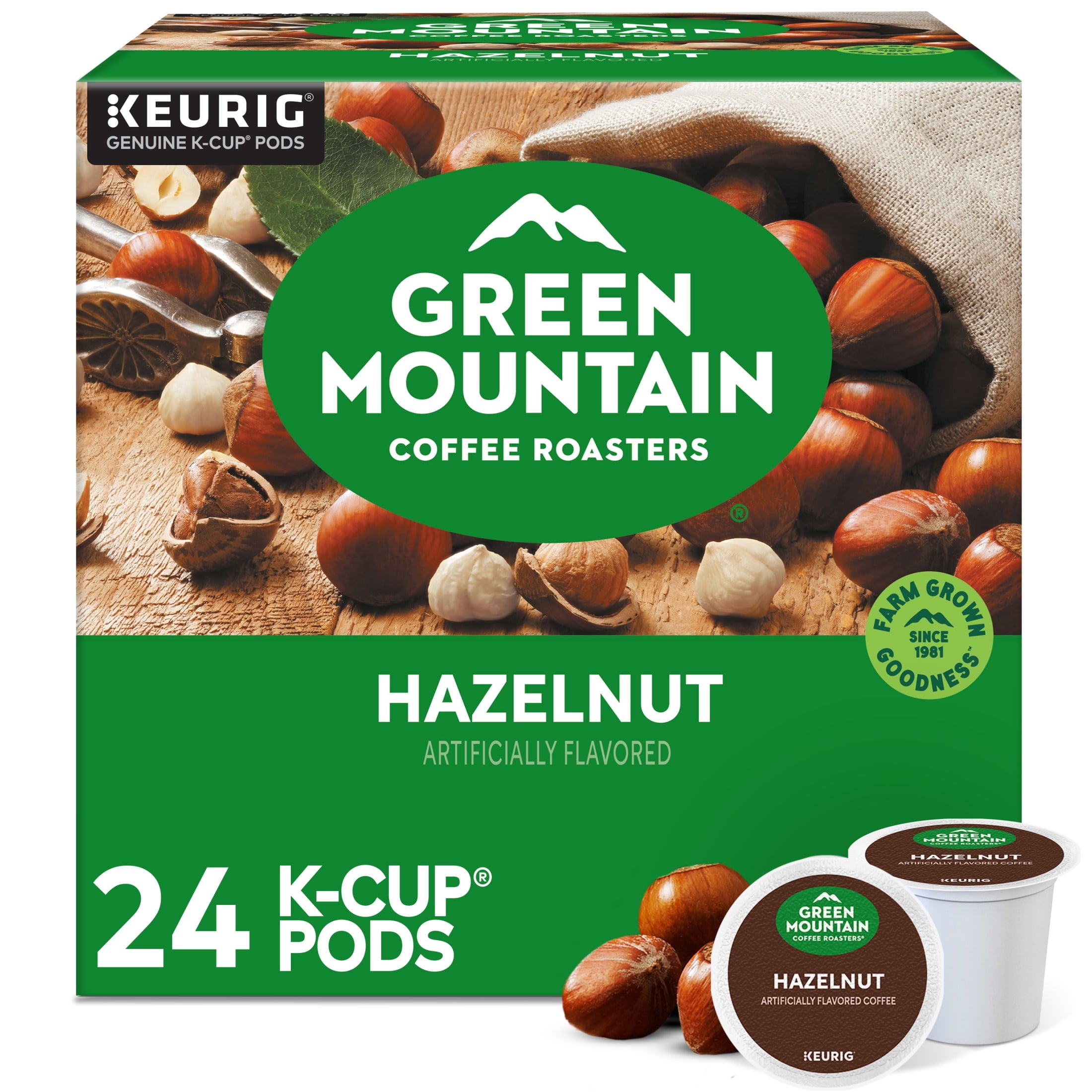 Green Mountain Coffee Hazelnut Flavored K-Cup Pods - Light Roast, 24 Count for Keurig Brewers