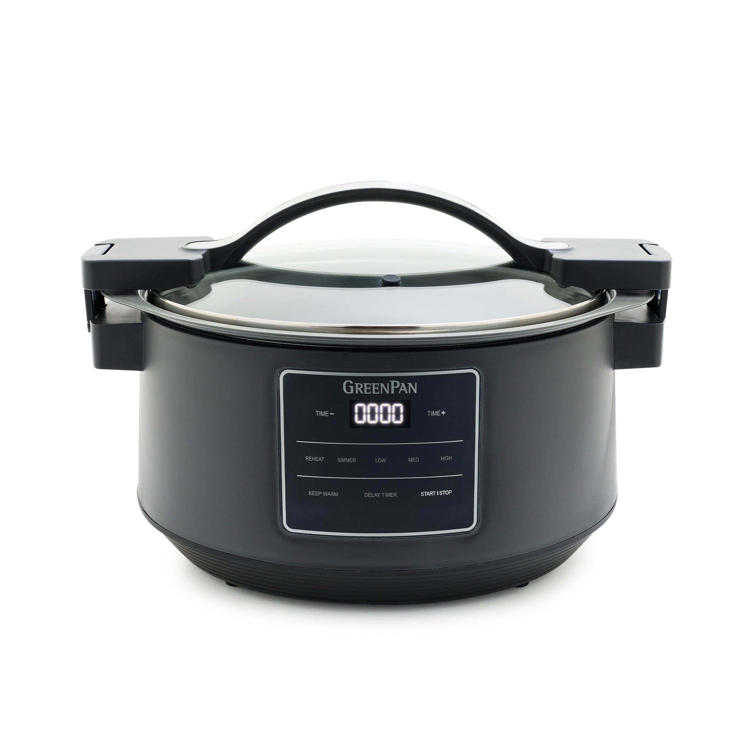 GreenPan 8 Quart Locking Lid Slow Cooker - Healthy Ceramic Nonstick, Graphite
