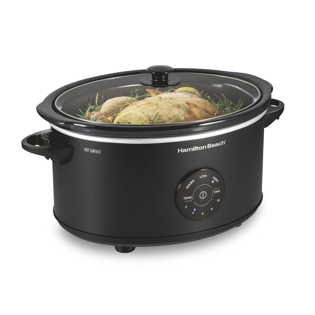 Hamilton Beach 6 Qt Programmable Slow Cooker - Stoneware Crock with Removable Pot, Matte Black