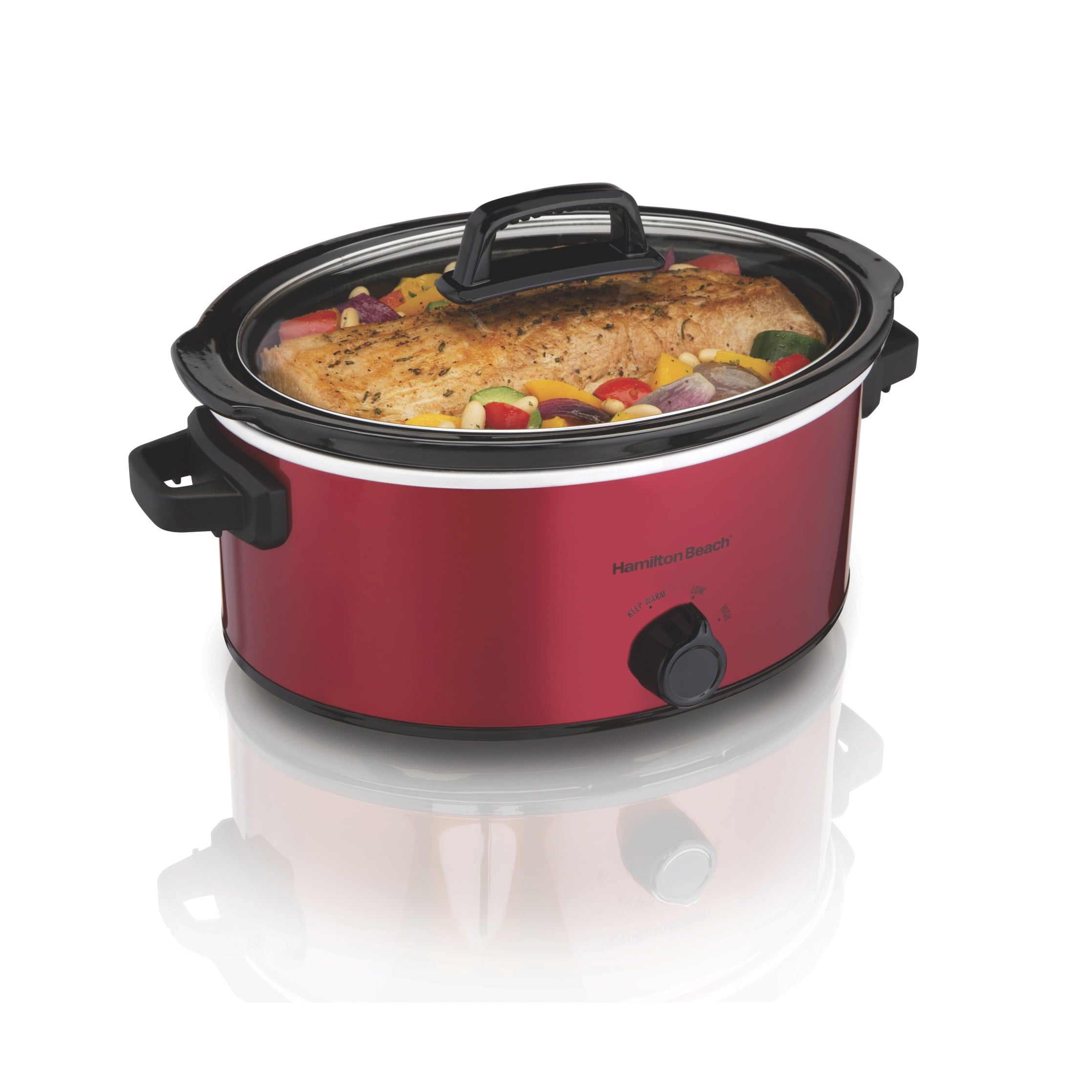 Hamilton Beach 6 Qt Slow Cooker - Stoneware Crock with Removable Pot, Red