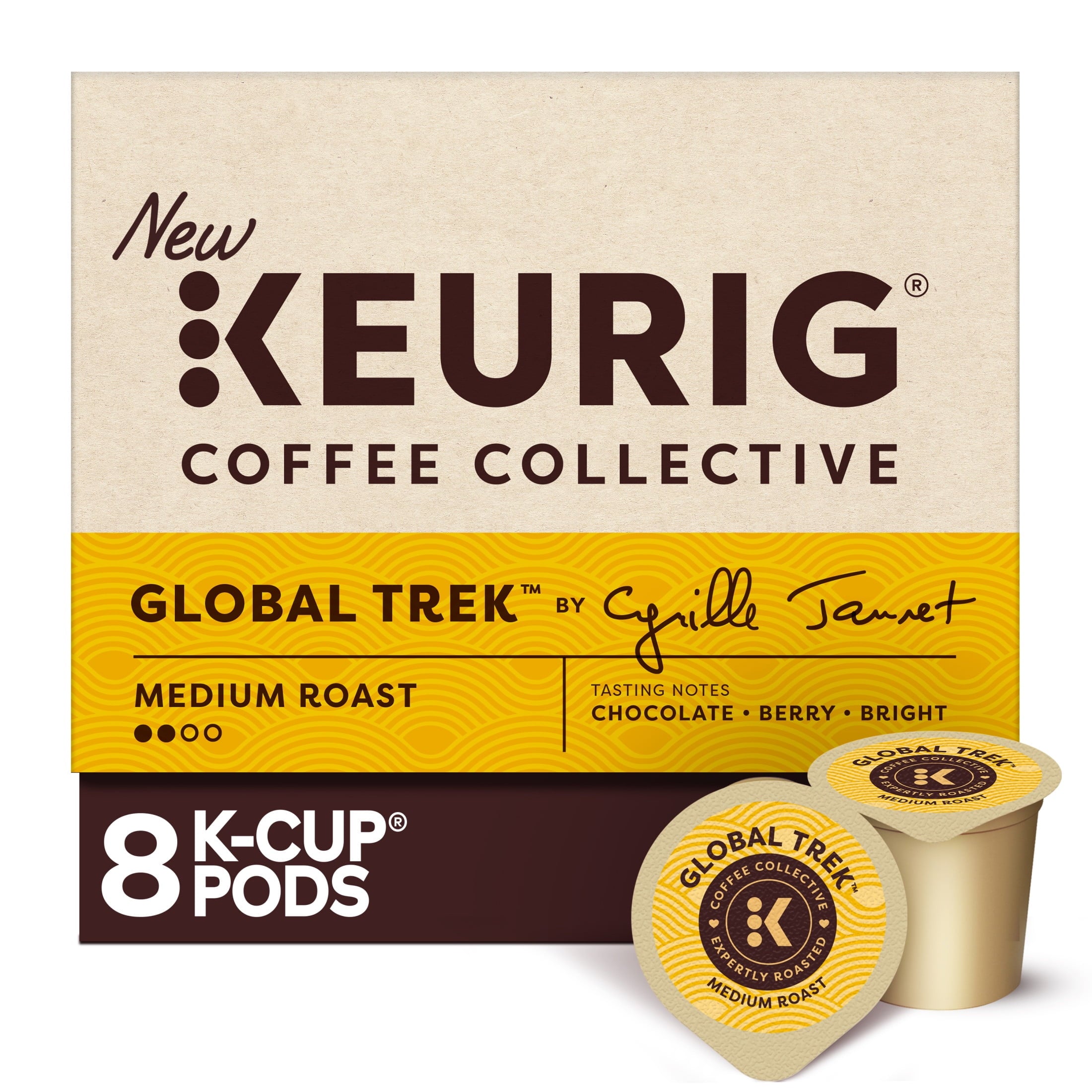 Keurig Coffee Collective - Global Trek by Cyrille Jannet, Medium Roast K-Cup Coffee Pods, 8 Count