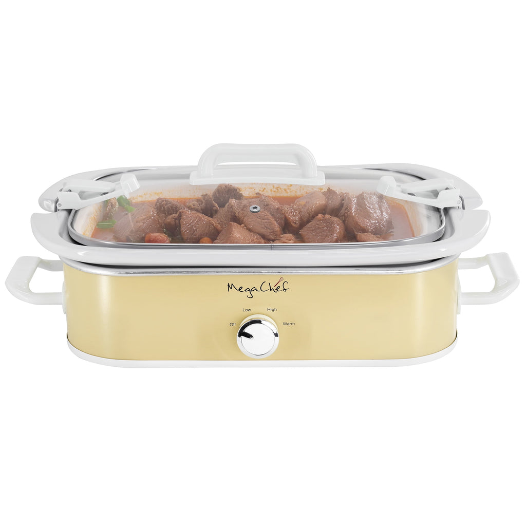 MegaChef 3.5 Quart Casserole Slow Cooker with 3 Temperature Settings (Cream)