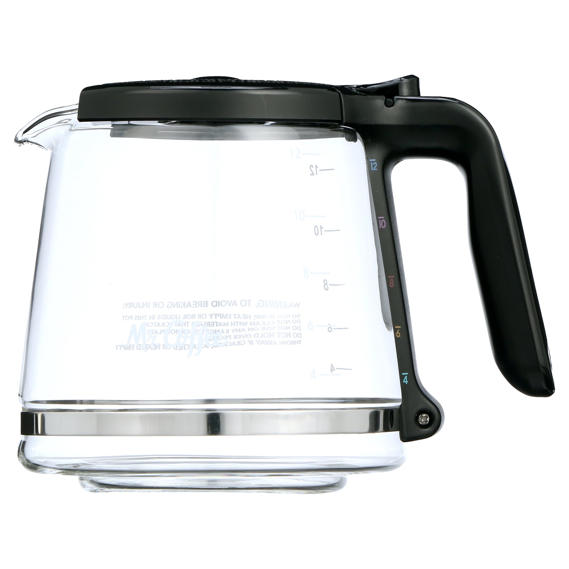 Mr. Coffee 12-Cup Replacement Carafe - Glass - Programmable - Black, Clear