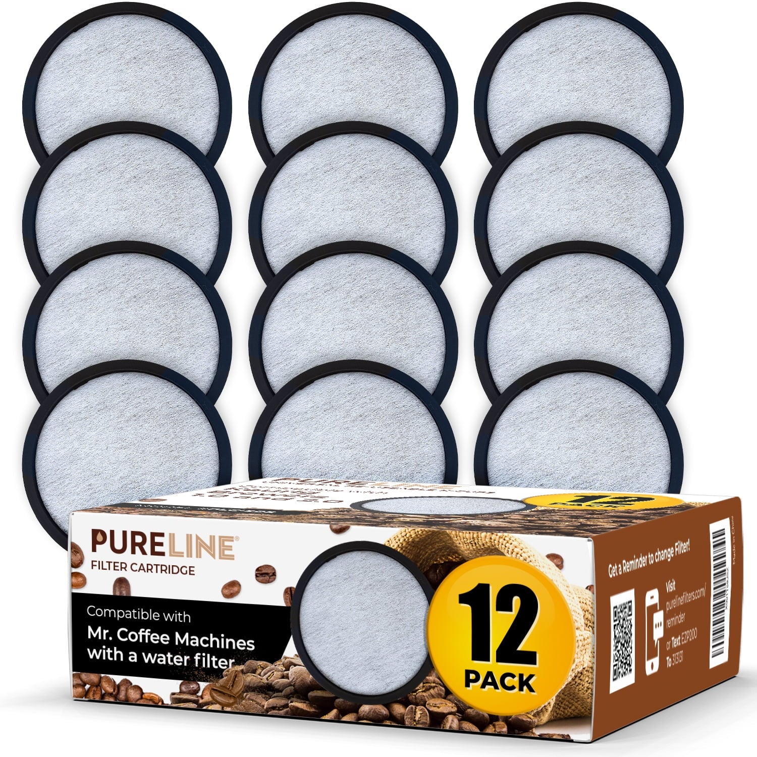 Mr. Coffee Water Filter with Advanced Filtration by PURELINE. Compatible with all Mr. Coffee Machines. (12 Pack)