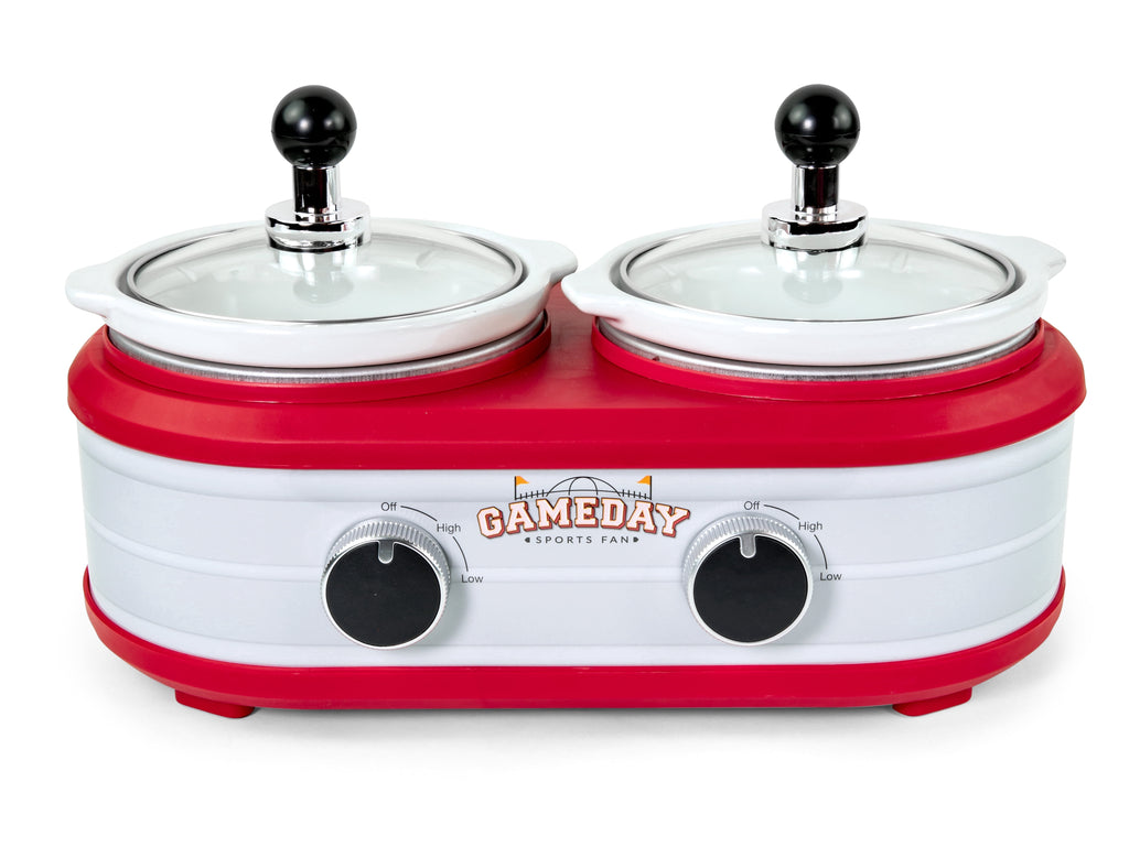 Nostalgia Game Day 2-Qt Ceramic Slow Cooker and Portable Crock Pot with Lid