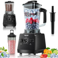 PRASKY Countertop Blender - 2-in-1 Professional Blender, 68oz Capacity 1000W 6 Speeds Blender for Kitchen with 25oz to-go Cup (Black)