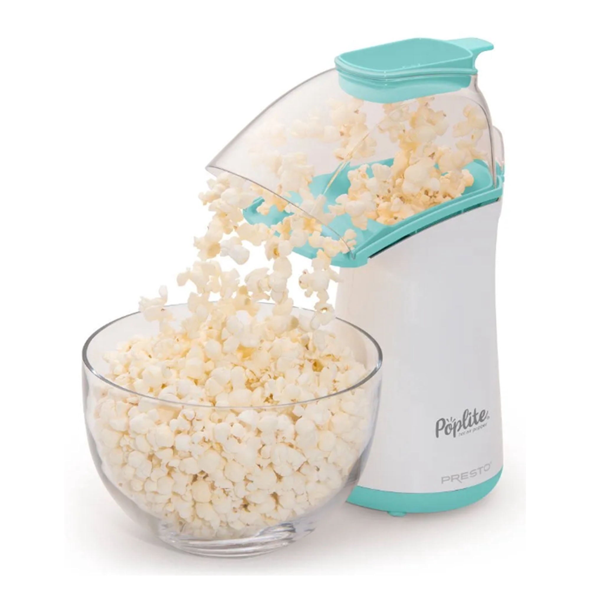 Presto 04869 PopLite Hot Air Popper Popcorn Maker for Home Kitchen - 18 Cups, Aqua/White
