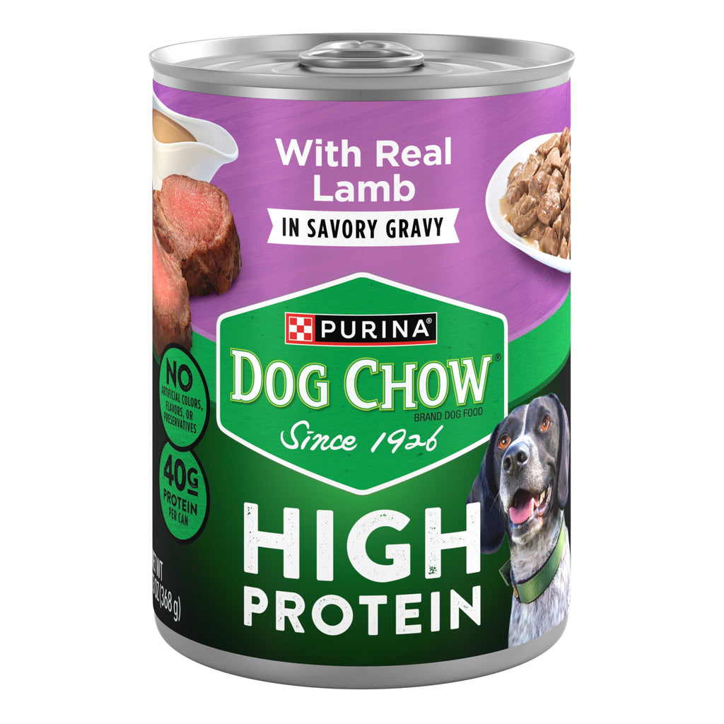 Purina Dog Chow Wet Dog Food - High Protein Real Lamb in Gravy, 13 oz Can