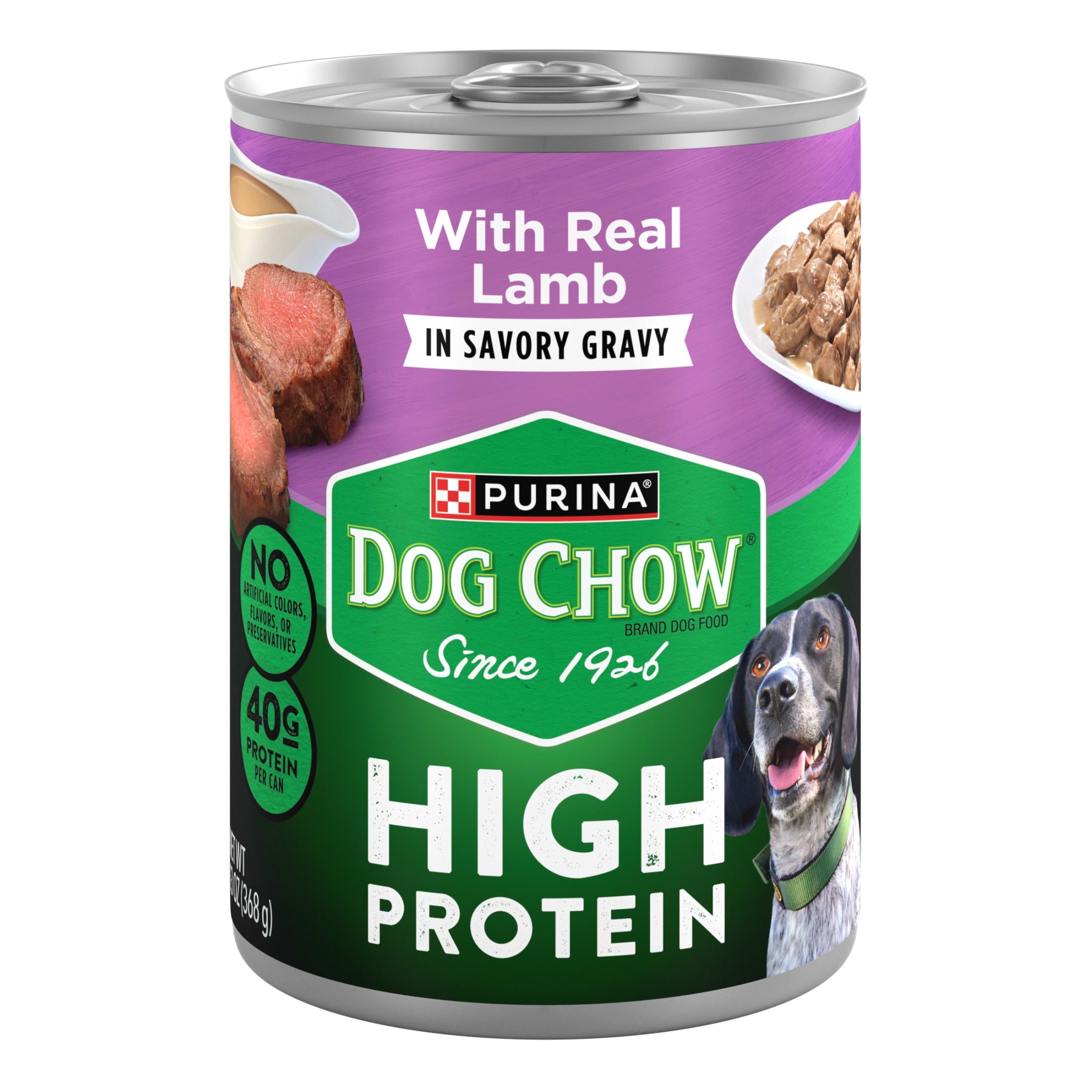Purina Dog Chow Wet Dog Food - High Protein Real Lamb in Gravy, 13 oz Can
