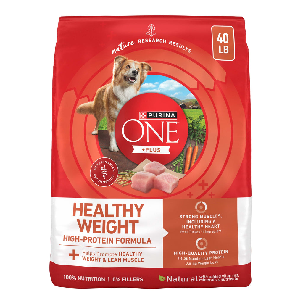 Purina One +Plus Dry Dog Food High Protein Healthy Weight - Real Turkey 40 lb Bag