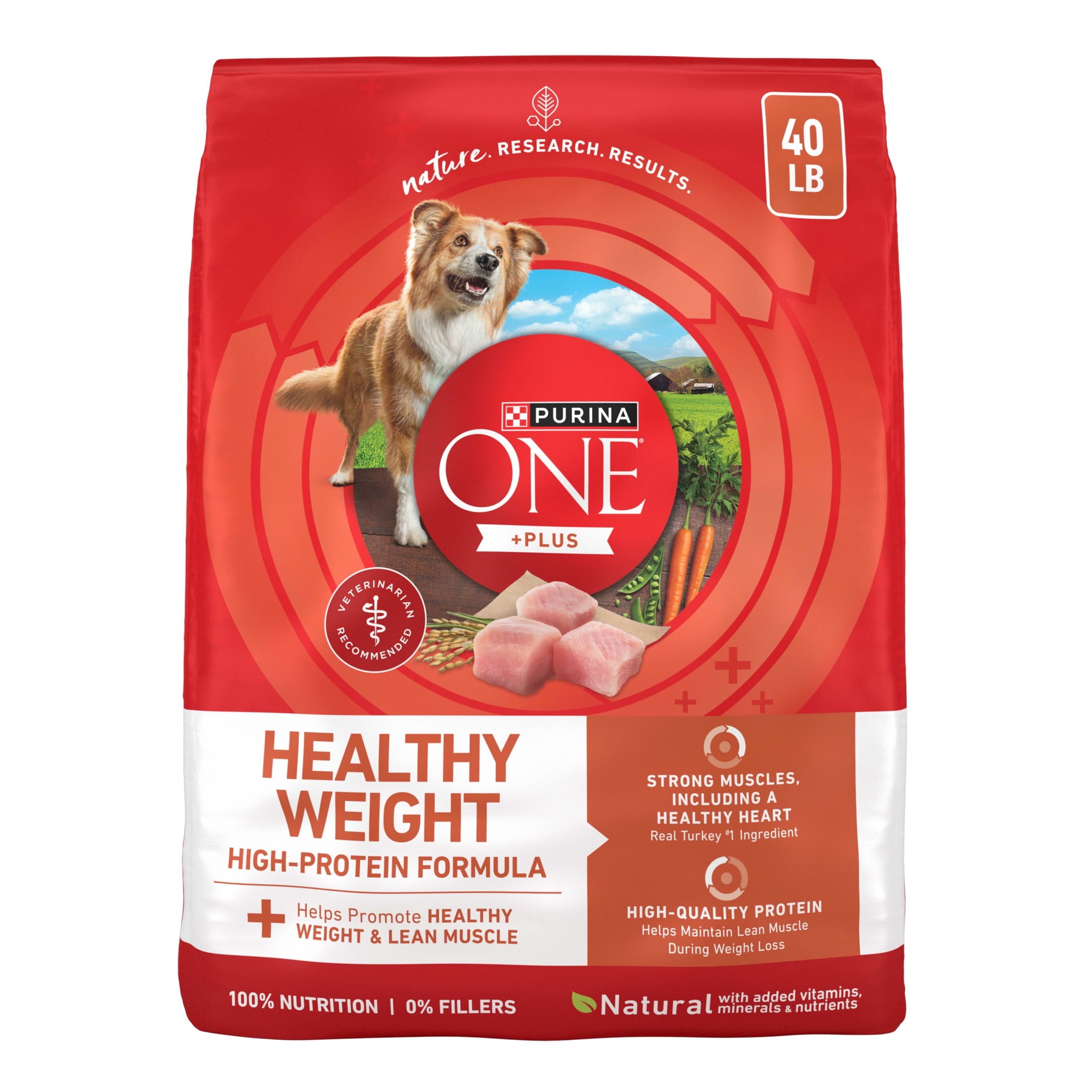 Purina One +Plus Dry Dog Food High Protein Healthy Weight - Real Turkey 40 lb Bag