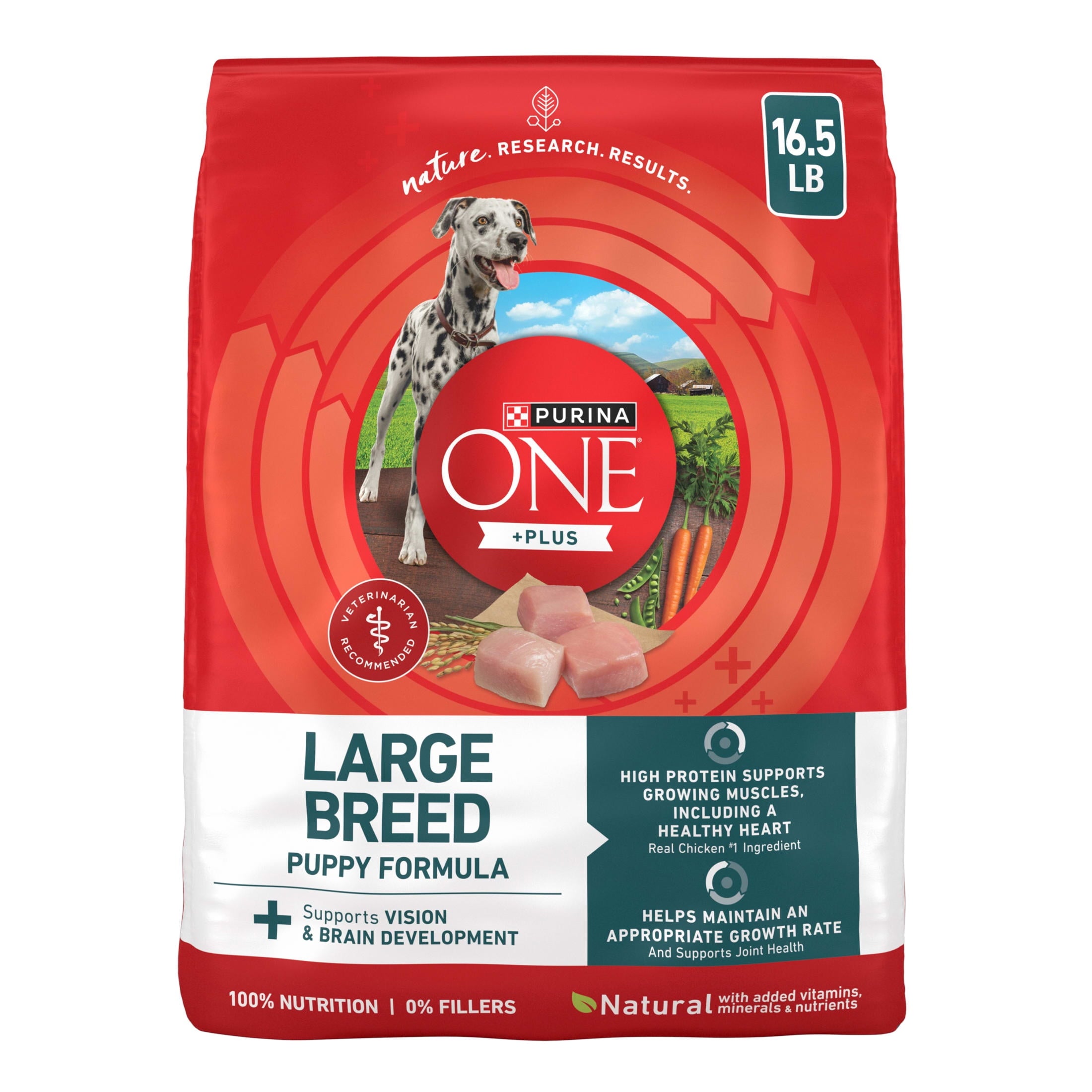 Purina One Plus Puppy Dry Dog Food for Large Dogs High Protein Growth Support - Real Chicken, 16.5 lb Bag