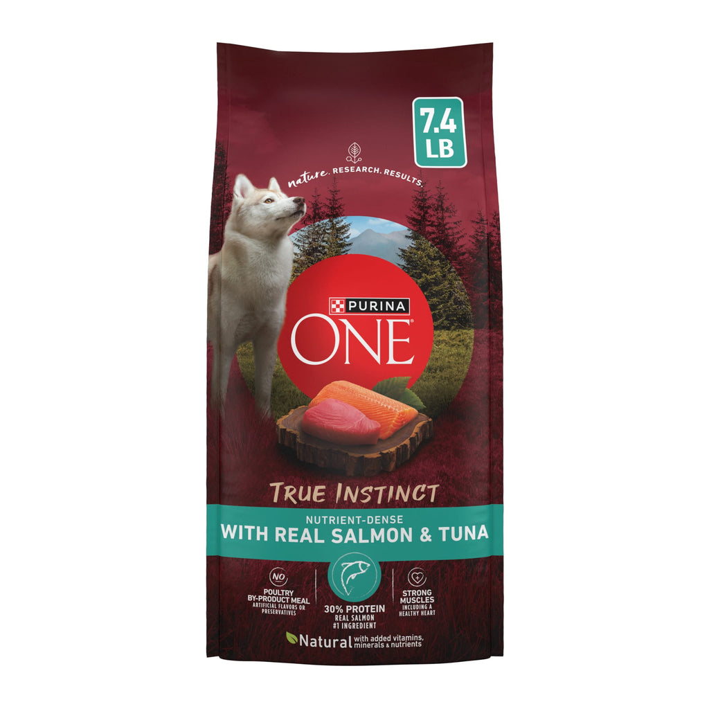 Purina ONE True Instinct With Real Salmon and Tuna Natural With Added Vitamins - Minerals and Nutrients High Protein Dog Food Dry Formula, 7.4 lb.
