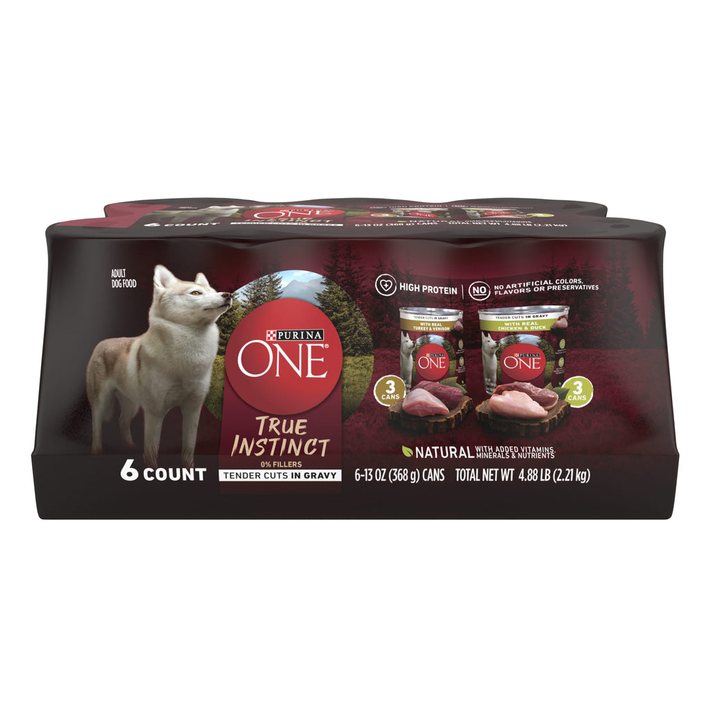 Purina ONE True Instinct Natural Wet Dog Food - High Protein Soft Variety Pack, 13 oz Cans