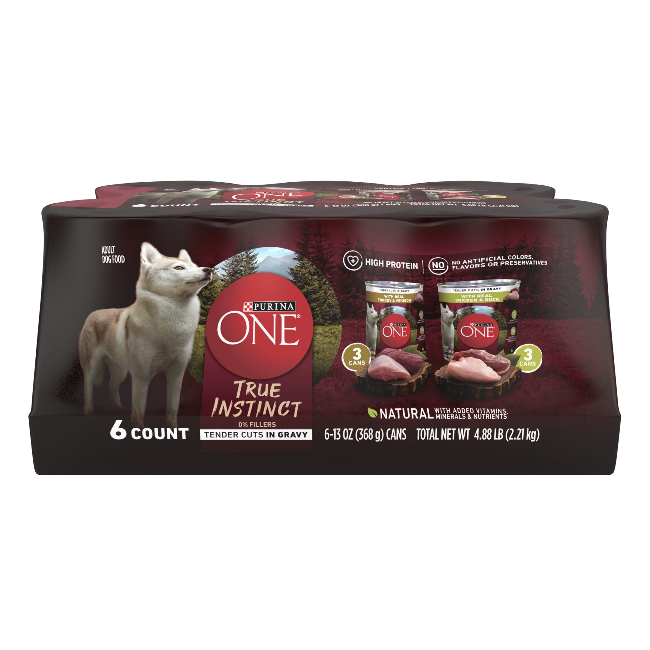 Purina ONE True Instinct Natural Wet Dog Food - High Protein Soft Variety Pack, 13 oz Cans