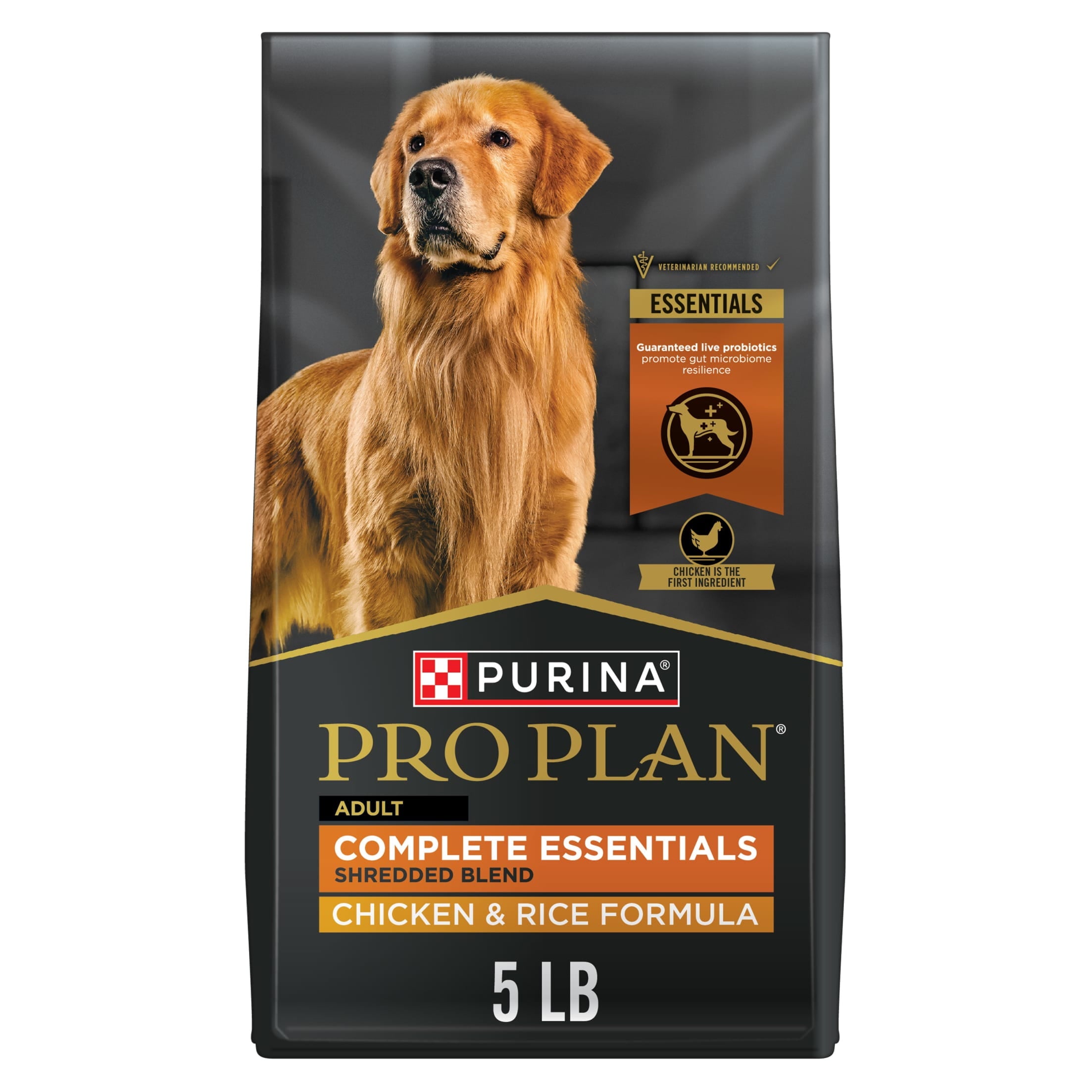 Purina Pro Plan Complete Essentials Shredded Blend Chicken and Rice Dry Dog Food Formula with Probiotics for Dogs - 5 lb.