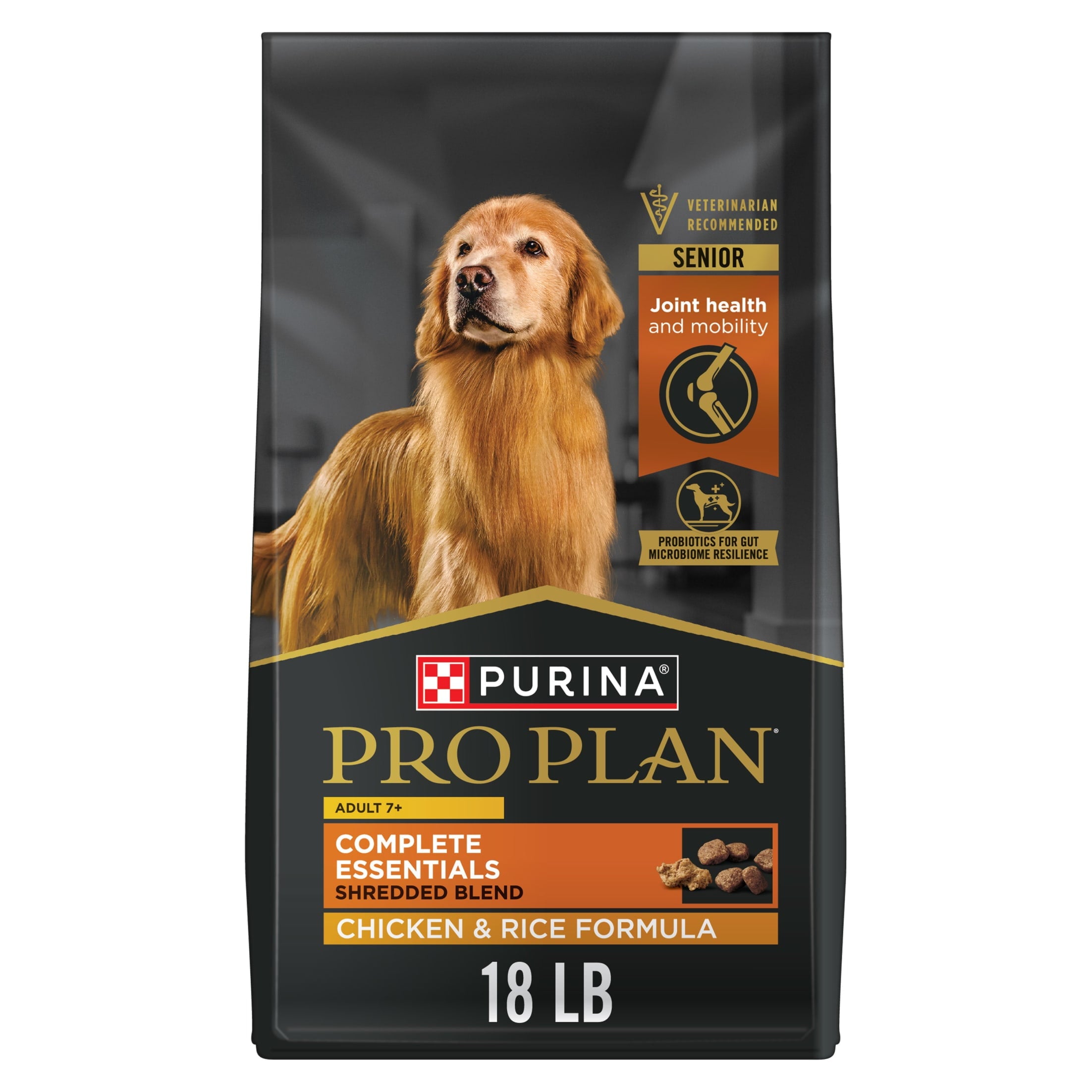 Purina Pro Plan Complete Essentials for Adult Dogs Chicken Rice with Probiotics - Shredded Blend, 18 lb Bag